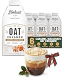 Elmhurst Caramel Macchiato Oat Creamer, 6 x 473 ml, pflanzlicher Haferdrink mit Hanfcreme und Karamellgeschmack, vegan, cremig, ohne Emulgatoren, ohne Zusatzstoffe, laktosefrei, Kaffee-Creamer