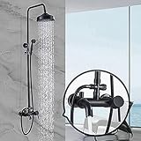 Regenduscharmatur, Badezimmer-Duscharmatur-Set, 8-Zoll-Wandmischer mit Handbrause, 3-Modell-Schalter Compatible with heißes und kaltes Wasser,Flexibles Design