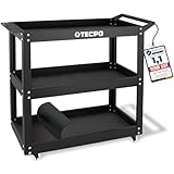 TECPO Werkzeugwagen Rollwagen mit 3 Ladeflächen inkl. Schaumeinlage zum Schutz, 300 kg Tragkraft, Werkstattwagen mit Lochleiste für Werkzeuge - geeignet als Transportwagen