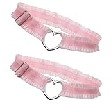 Oberschenkelkette Herz Spitze gerafftes Bein Strumpfband für trendige weibliche Mode Herz Beingurt mit Spitze für Mottoparty Trendy Damen Accessoires, B, One size