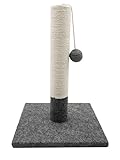 Tyrol | Kratzsäule für Katze 42 cm | Kratzstamm aus Jute und Widerstandsfähigem Stoff mit Plüschball | Kratzbaum Klein in Modernem Design, Grau und Weiß | Stabile Basis 30x30 cm | Katzen Zubehör