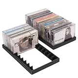 QUPIVA 2 Packungen Kassettenband-Aufbewahrungsregal - 20 Steckplätze Audio-Kassettenbandhalter, langlebiges und stilvolles Design für Zuhause, Studio, Sammler, einfach zu bewegen und zu organisieren