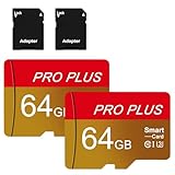 Micro SD Karte 64GB, 2 Pack Speicherkarte Micro SD Card mit Adapter Mini Karte UHS-I C10 A1 TF Speicherkarten Microsd für Smartphones, Tablets, Mobiltelefon, Kamera, Auto Audio, Spielkonsole, Drohnen