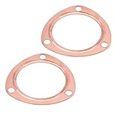 BOROCO 2pcs 3inch Kupferkopf -Abgassammlerdichtungen für SBC BBC 302 350 454 383 Wiederverwendbare Feste Kupferdichtungen mit 3 Bolzenmuster Direkter Austausch