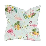 MONTOJ Flamingo-Vogel und tropische Blumen, 9 große quadratische Schals, Kopftuch für Damen, Seidenmaterial