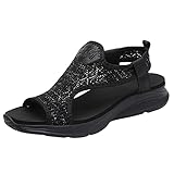 Schuhe Damen Elegant Modern Sport Sandalen Strand Sommer Bequeme Mode Frauen Schuhe Keile Zehen Atmungsaktive Mesh Damen Sandalen Damenschuhe 43 Sandalen (Black, 37)