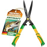 GRÜNTEK Heckenschere HECHT Teflon 560 mm, Strauchschere mit Wellenschliff, Doppel-Teflonbeschichtung, Anschlagpuffer, Ergo-Griffe, verstellbare Klingenspannung, ZUFRIEDENHEITS-GARANTIE 90 Tage !