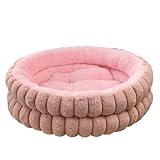 Mateju Hundebett Flauschig Donut,Plüsch Haustierbett Katzenbett Flauschig Weiche Warme Hundekissen mit rutschfest Unterseite Katzenkissen Waschbar für Mittelgroße Kleine (Rosa,50cm)
