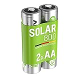 Ansmann Akku AA Mignon 800 mAh 1,2V NiMH für Solarlampe 2 Stück - Wiederaufladbare Batterien mit geringer Selbstentladung maxE - Solar Akkus ideal für Solarleuchte im Garten - Grün, 5035513