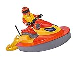 Simba 109251048 - Feuerwehrmann Sam Juno Jet Ski, mit Elvis Figur, Sitzfläche zum Aufklappen, schwimmt auf dem Wasser, für Kinder ab 3 Jahren