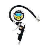 Dunlop Digitales Reifendruckprüfer - Misst in PSI/BAR/KPA/KG - Batteriebetrieben - 30 CM Luftschlauch - Passend für die meisten Luftkompressoren - Auto, Fahhrad, Motorrad und LKW - Schwarz