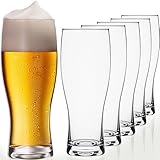 PLATINUX Biergläser 500ml (max. 640ml) aus Glas Set 6-Teilig Bierseidel Weizengläser hohes Bierglas 0,5L