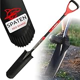 STREND PRO Spaten | Premium RedShark Gärtnerspaten | Drainagespaten mit Fiberglasstiel | D Spatenstiel | Schmal Spaten für Garten mit Stabiler Stahlkopf |für Harte, steinige Böden| Wurzelspaten