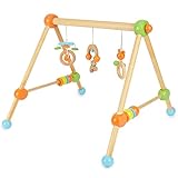 Bieco Spieltrapez | Spielbogen Baby Holz mit Figuren & Kugeln | Spielebogen Holz Baby | Spieltrapez Holz | Baby Mobile Holz | Activity Center Baby Gym | Holzspielzeug Baby | Baby Spielzeug