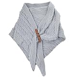 DTYGUIXE Dreiecksschal Musselin Damen Strickschal Dreieckstuch Schal Winterschal Warm Dreieck Schal Weich Strickschal Grau Dreieckschal mit Lederschnalle für Mütter, Ehefrauen, Familienmitglieder