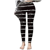 Winter Thermo Leggings Damen Gefütterte Warmer | High Waist Thermohose Baumwolle Lang Thermo Leggingshose | Plüsch Streifen Winterhose Thermo Strumphose Skinny Schwarz Unterhosen Lang Yogahose