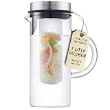 SILBERTHAL Glaskaraffe mit Deckel - 1 Liter Karaffe mit Fruchtsieb- Spülmaschinenfest & Hitzebeständig