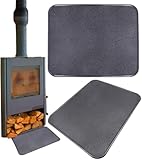BAUSTER® Kaminbodenplatte aus Metall – Hitzeschutz für Kamin & Ofen – Pulverbeschichtet – Schwarz, Graphit oder Kupfer – 80x49 / 50x60 / 60x80 cm – Funkenschutzplatte (Graphit, 60x50cm)