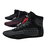 FOX-FIGHT Kampfsport Schuhe | für Damen und Herren | Atmungsaktiv Flexibel | Wildleder | Ringerschuhe | Athletik Fitnesschuhe Bodybuilding | 45 / schwarz