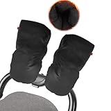 Handwärmer für Kinderwagen, Handschuhe Wasserdicht Winddicht Warme, Kinderwagen Griff Handmuff, Schwarz Kinderwagenmuff Plüsch Innenseite für Alle Kinderwagen und Buggy