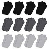 Libella 12 Paar Sneaker Socken Jungen/Mädchen Kurzsocken Füßlinge schwarz und grau 80% Baumwolle 2864 39-42