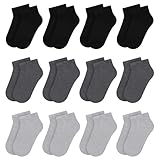 Libella 12 Paar Sneaker Socken Jungen/Mädchen Kurzsocken Füßlinge schwarz und grau 80% Baumwolle 2864 31-34