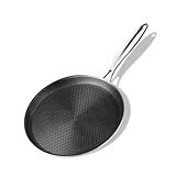 Innerwell Profi Antihaft Crepe Pfanne 28 cm aus Edelstahl, Induktion Crepes Pfanne, pfannkuchenpfanne mit kratzfeste Wabenversiegelung, Omlettpfanne, Edelstahlgriff, PFOA-frei