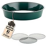 BigDean XL Gartensieb aus Metall Ø 37cm - fein bis grob - inkl. 3 austauschbarer Siebeinsätze 6,4/9,5 & 12,7 mm - Erdsieb Sandsieb Kompostsieb Sieb für Garten, Erde, Sand, Kompost