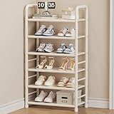 Schmales und Hohes Schuhregal Aus Metall, 47 cm Langes Schuhregal for Wohnzimmer, Eingangsbereich, Flur, Garderobe, 5/6/7/8 Etagen(White,47x25x96cm)