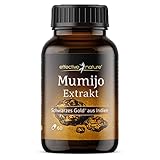 Mumijo Shilajit Extrakt - 60 vegane Kapseln - Pflanzliche Alternative zu Bentonit - Golden Shilajit aus Indien - Mumijo Gold - Reich an Huminsäure - Ohne Zusätze