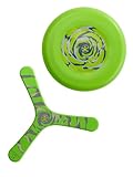 HABA Terra Kids Frisbee Bumerang Set – 2-teilig, leicht robust, für Kinder ab 5 Jahren – weicher Kunststoff & Hartschaum – sicheres Werfen Fangen – Outdoor Spielzeug für Garten Park Strand Boomerang