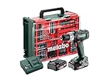 Metabo Akku-Bohrhammer-Set, 450-1800 U/min, Schnellspannbohrfutter, LED-Arbeitsleuchte, Gürtelclip mit Bit-Aufbewahrung, 2x 18V Li-Power 2,0 Ah Akkus,