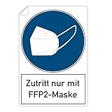 Hinweis - Zutritt nur mit FFP2 Maske - / Maskenpflicht FFP 2 / KN95 Maske (3 Aufkleber 200x300 mm) Autoaufkleber Busaufkleber ÖPNV