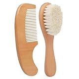 Neugeborenenkamm | Naturholzbürsten und Haarkämme für Kleinkinder, Naturwollbürsten für Kinderbetten für Neugeborene und Kleinkinder 2 Stück