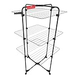 Vileda Mixer 3 Ultimate Turmwäscheständer Black Edition|Wäscheständer schwarz mit 30 m Trockenfläche|Flexibel, klappbar & transportabel - Schwenkbare Räder & extra Kleinteileplatz | Eco-Verpackung