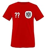 Trikot - at - WUNSCHDRUCK - Kinder T-Shirt - Rot/Weiss-Schwarz Gr. 134-146