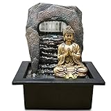 Zen Dao Fountain - Innenbrunnen Buddha Statue Abnehmbares LED -Licht - geschlossen - brauner und Goldener Schaltkreis Füllfederhalte - H 26cm - Zen'light