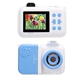 SIXRUN Sofortdruck-Kamera mit Blitz, Kinderkamera 2,4 Zoll IPS HD-Bildschirm, Front- und Rückkamera 1MP, 32GB SD-Karte, Druck für und Mädchen (Blau Weiß)