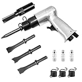 Druckluft Nadelentroster, Nadelentroster Druckluft Nadelpistole mit 19 Nadeln Nadelköpfe (Ø 3mm) und 4-tlg Meißel Set Rost- & Lackentferner Schnelle Rostentfernung für Metall, Auto & Werkstatt