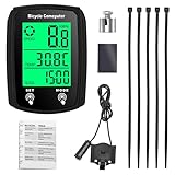 SKIKHN Fahrradcomputer Digital, Tacho Fahrrad, 19 Funktionen wasserdichte mit Hintergrundbeleuchtetem Display Fahrradtacho, Kabelgebundene Kilometerzähler Fahrrad Automatisches Aufwachen