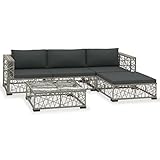 vidaXL Gartenmöbel 5-TLG. mit Auflagen Lounge Möbel Sitzgarnitur Gartengarnitur Sitzgruppe Sofa Gartenset Gartensofa Poly Rattan Grau