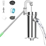 Schwengelpumpe Edelstahl, 360° Drehbare Brunnenpumpe, Wasserhandpumpe Handpumpe Wasser Brunnen mit 7 Zubehörteilen, Handbrunnenpumpe bis zu 8M Tiefe für Häuser, Hausgärten, Yard, Teiche