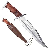 KS-11 Bärentöter im Stil von Rambo III Messer - First Blood Part 3 - Outdoor - Survival - Jagd - Holzgriff - FullTang Mega Kult Bushcraft Messer mit Lederscheide