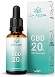 CBD Öl 20% - Premium Hanföl Tropfen mit 20 Prozent Cannabidiol in Hanfsamenöl - Deutsche Qualitätsmarke, laborgeprüft, zertifiziert - CBD Hanfextrakt Breitspektrum, 10ml - AMIREDITA