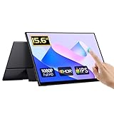 CAPERAVE Tragbarer Monitor Touchscreen, 15,6-Zoll-FHD-IPS-Touchscreen mit gehärtetem Glas, Reisemonitor mit Ständer und Lautsprecher, HDMI USB C Externer Monitor für Windows-Laptop-PC