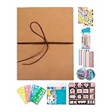 Fyrdyn Fotoalbum Bastelbuch - Mit 12 Farbmarkern Und Faltbarer Dekoration - Album Für Hochzeits-Erinnerungen,Für Hochzeit Valentinstag Date Paare Freund Geburtstag Abschluss Schule Reise Abenteuer