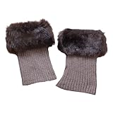 S Socken Paar Wärmer Stiefel Damen Wintermanschetten Topper Bein 2 Plüsch-Stricksocken Wäschesack Strümpfe (Khaki, One Size)