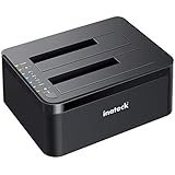 Inateck USB 3.0 Festplatten Dockingstation, Dual-Schacht Docking für 2,5/3,5 Zoll SATA HDD SSD, Offline-Klonen unterstützt, Schwarz, SA02002