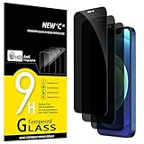 NEW'C 3 Stück, Sichtschutz Panzer Schutz Glas für iPhone 12,iPhone 12 Pro (6,1 Zoll), Ausgewogener 35-Grad-schutzwinkel mit Augenschutz, Ultra-Haltbare 9H Härte, Blasenfrei