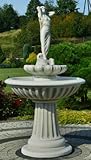 Casa Padrino Jugendstil Springbrunnen Dame Grau Ø 92 x H. 172 cm - Prunkvoller Gartenbrunnen - Gartendeko Brunnen - Barock & Jugendstil Garten Deko Accessoires